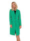 MOE Women's Long Coat with Buttons Green