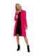 MOE Women's Long Coat with Buttons Pink