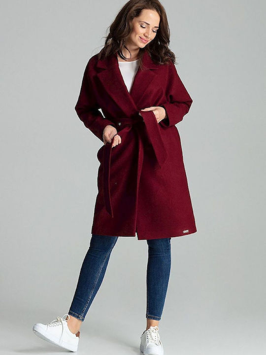 Lenitif Women's Coat with Belt Red