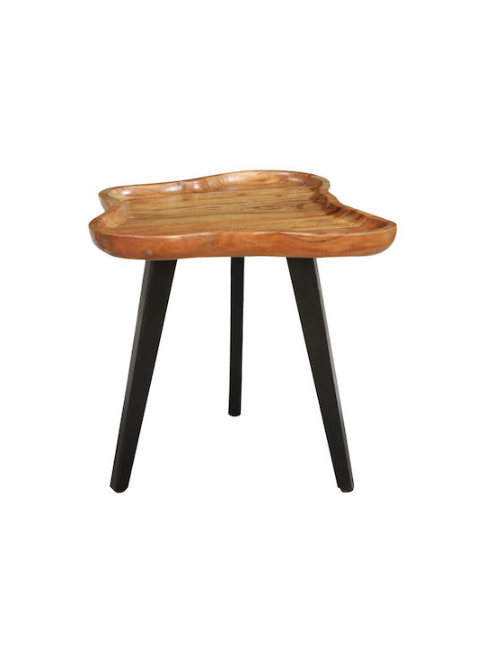 Oval Side Table Flow made of Solid Wood Natural Black L60xW56xH51cm