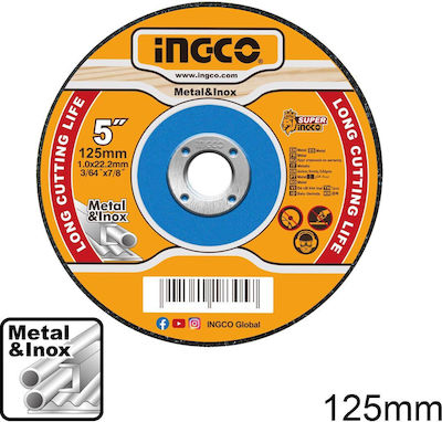 Ingco MCD101251 Cutting Disc Metal Hole Diameter 125mm 1pcs