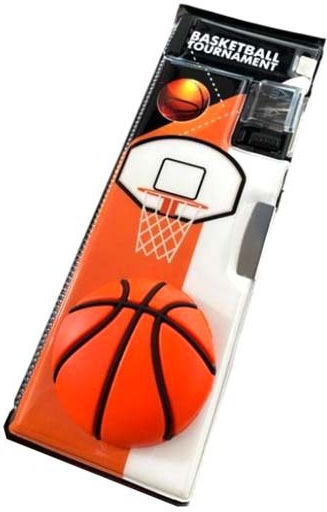 Plastic Basketball Pencil Case with Multicolored Sharpener