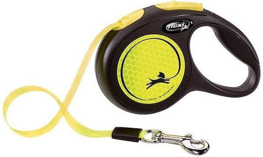 Lesă Flexi New Classic L Bandă 5m Până la 50kg Galben Neon