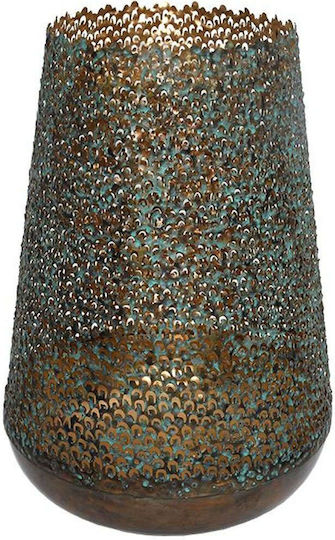 Fylliana Fl26749 Tabletop Metallic Lantern Brown 18x18x24cm