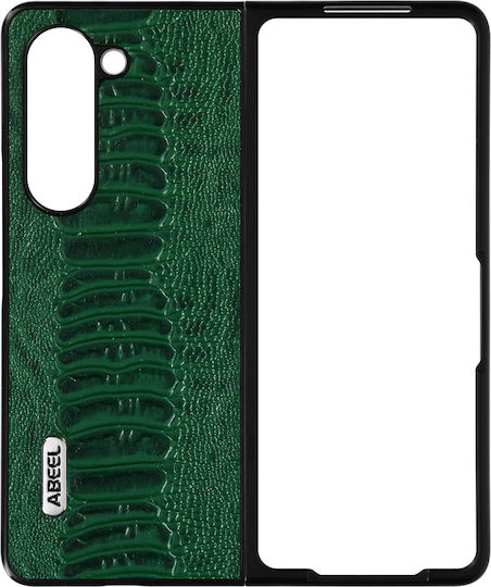 Калъф Abeel за Samsung Z Fold 5 Хибридна Кожа Змийски Модел Тъмнозелен