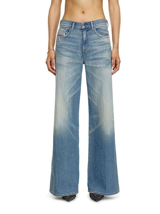 Diesel 1978 Women's Jean Trousers Flared in Slim Fit Blue