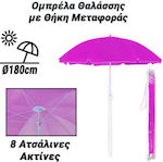 Beach Umbrella with Carrying Case Diameter 1.8m Pink