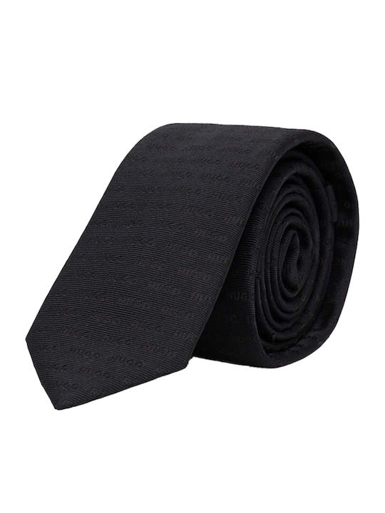 Hugo Men's Tie Silk Printed in Black Color