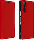 Folio Real Leather Sony Xperia 5 Case Card-holder Video Stand Red