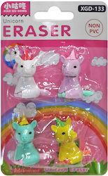 3D Unicorn Erasers 4pcs 3.5cm Justnote 703388 16pcs 50-3368