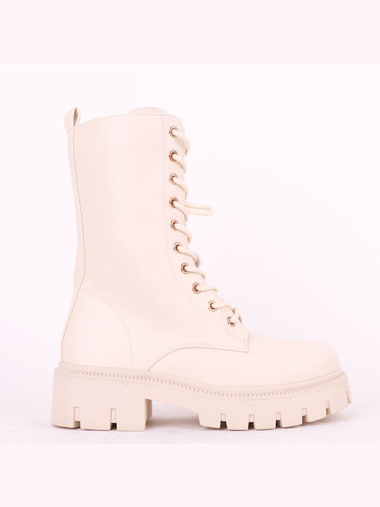 Plato Damen Knöchelstiefel Beige