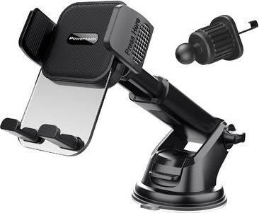 Powertech Mobile Phone Holder Car with Adjustable Hooks Black