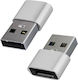 Avizar Convertor USB-A Masculin în USB-C Feminin Argintiu 1 Bucată ADA-MINI-C2A