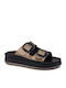 Zefi Leather Women's Flat Sandals Flatforms Antracite perle