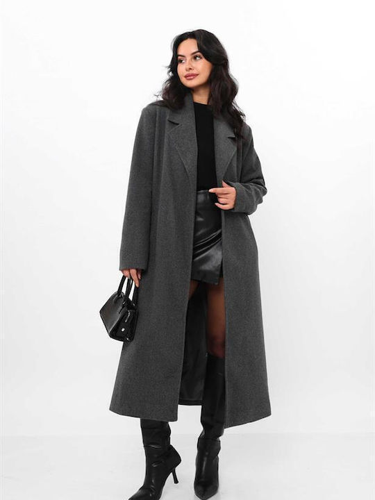 Sinell Women's Long Coat with Belt grey