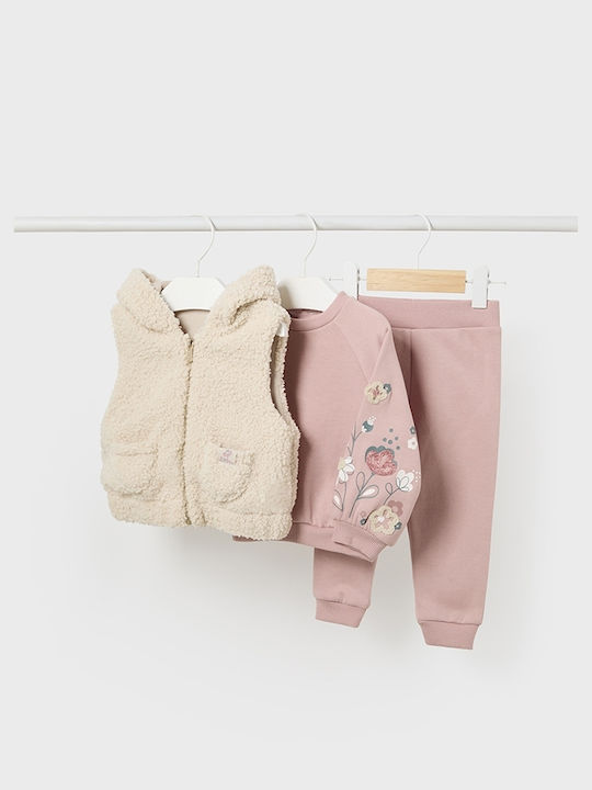 Mayoral Kids Sweatpants Set Rose 3pcs