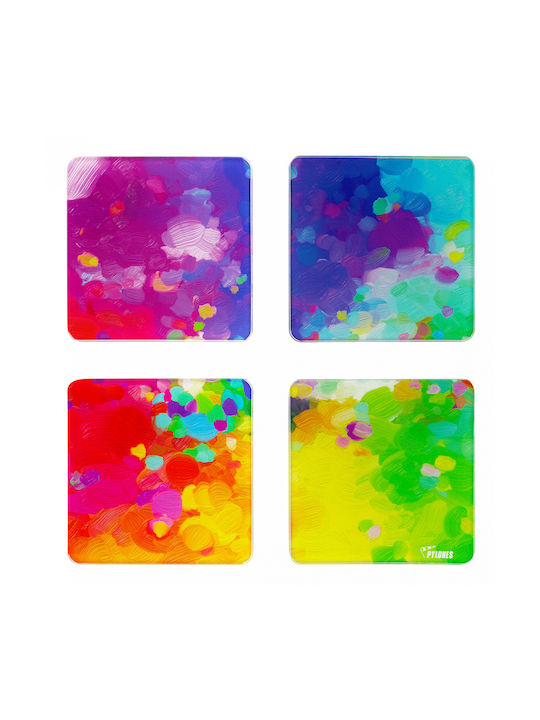 Pylones Round Coaster Glass Sous Verres Palette 10cm 4pcs