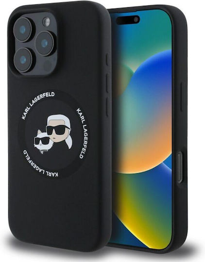 Karl Lagerfeld Karl&Choupette Umschlag Rückseite Silikon Schwarz (iPhone 16 Pro Max, Karl Lagerfeld)