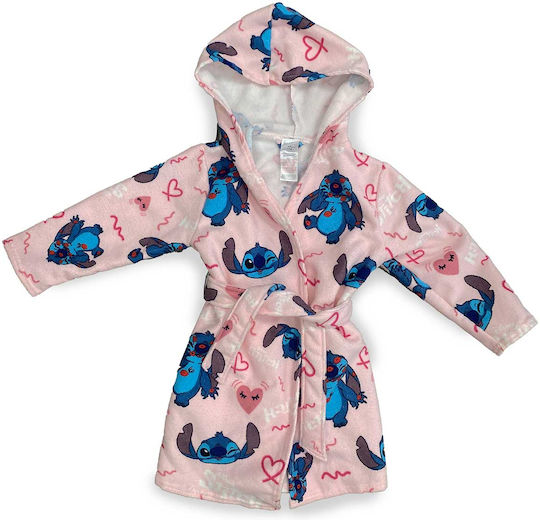 Dimcol Kids Hooded Bathrobe Lilo & Stitch Pink