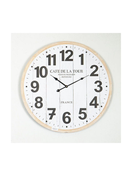 Wall Clock Wooden White Ø58.2cm