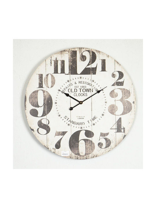 Wall Clock Wooden White Ø58.2cm