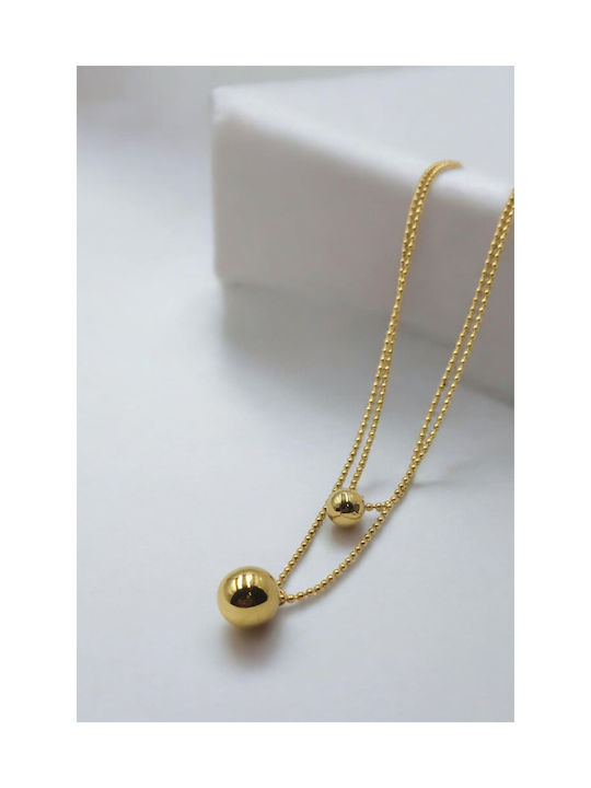 Necklace Double from Gold Plated Steel