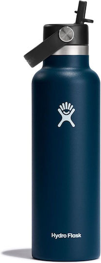 Hydro Flask Standard Mouth with Flex Straw Cap Μπουκάλι Θερμός Ανοξείδωτο BPA Free 621ml Standard Flex Straw Cap Indigo με Καλαμάκι S21FS464