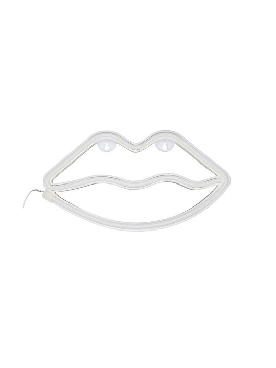 Neon Lip Light Wall Hanger Power Cable Aa Batteries Red