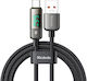 Mcdodo Braided / LED USB 2.0 Cable USB-C male - USB-A 100W PD Μαύρο 1.2m 066774