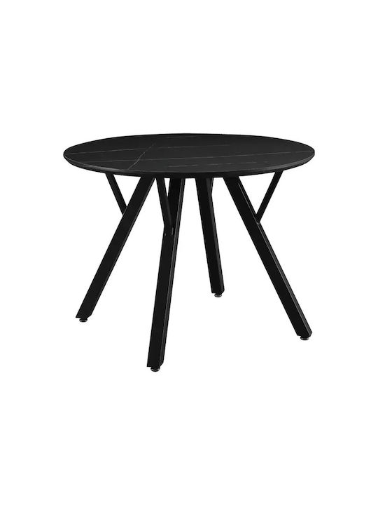 Annie Rund Tisch Speisesaal Marble Black / Black 100x100x76cm