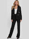 Women's High-waisted Fabric Trousers Slim Fit Black