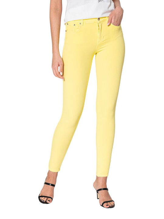 Liu Jo Women's High-waisted Fabric Trousers in Skinny Fit Yellow