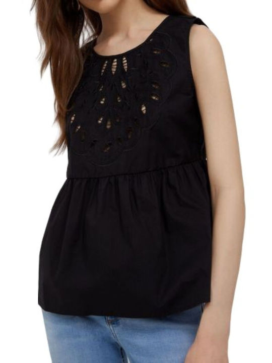 Liu Jo Women's Summer Blouse Sleeveless Floral Black