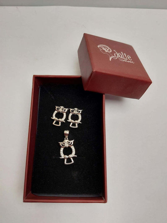 Set Silver 925 Owl Outline Jolie Silver 4.1g 2 Cm X 1.1 Cm Set Silver 925 Owl Outline Jolie Silver 4.1g 2 Cm X 1.1 Cm