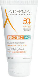 A-Derma Mattifying Fluid Protect AC Sunscreen Cream Face SPF50+ 40ml