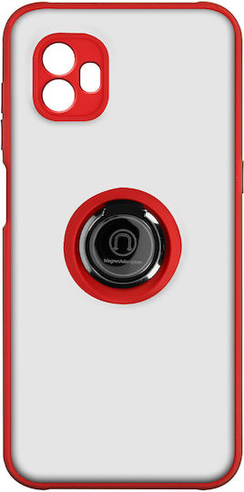 Samsung Galaxy Xcover 6 Pro Hülle Bi-Material Metallring Video-Ständer Rot