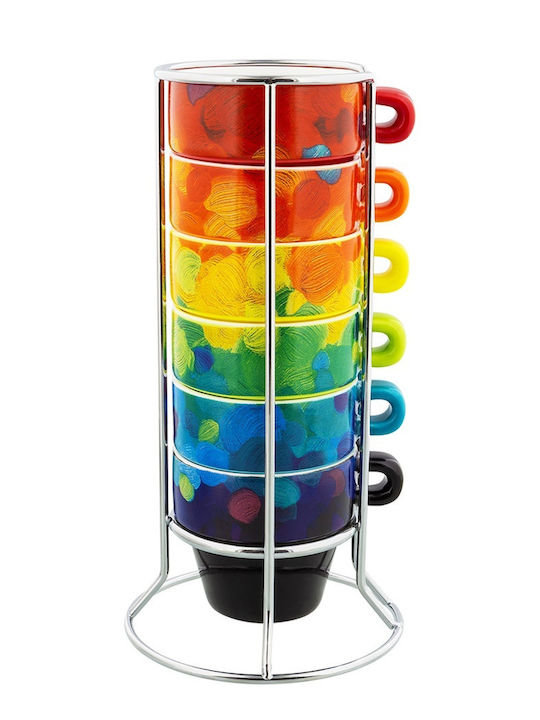 Pylones Set of Cups Espresso Porcelain Multicolored 60ml 6pcs