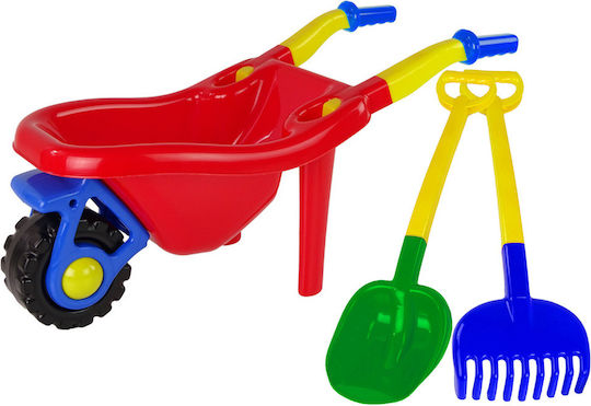 Children's Garden Wheelbarrow Shovel Rake Colorful Set 3 Pcs