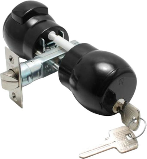 Meroni Serrature Meroni Nova N14 Knob Lock Black with Button & Key Hotel Use