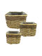 Basket Planter Straw Set/3 Natural Brown Square L:25.5x25.5x20 M:20.5x20.5x17 S:15.5x15.5x15cm 8/kib