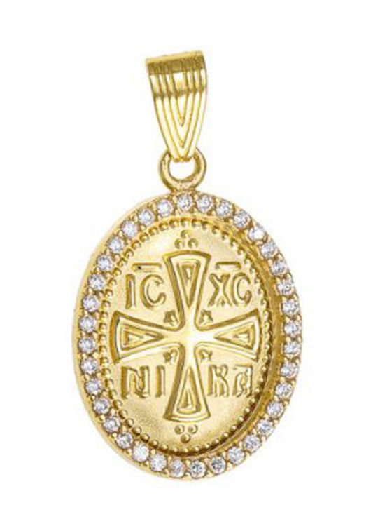 Papoulidis Jewellery Anhänger Kinder Amulett Beidseitig Konstantinato aus Gold 9K 284