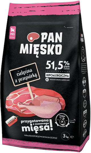 Pan Miesko 3kg Dry Food for Puppies with Meat, Calf and Quail