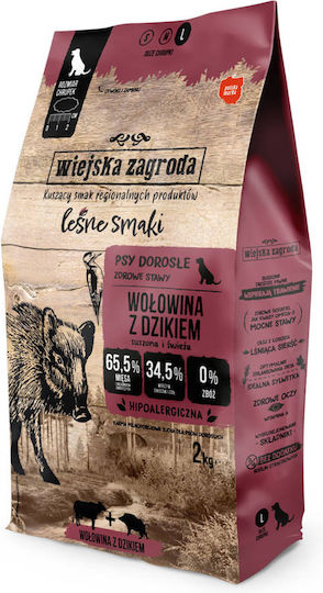 Wiejska Zagroda 2kg Ξηρά Τροφή Σκύλων με Μοσχάρι και Αγριογούρουνο