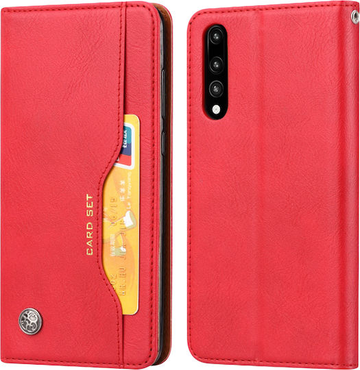 Leder Folio Hülle Huawei P20 Pro Video Ständer Echtleder Rot