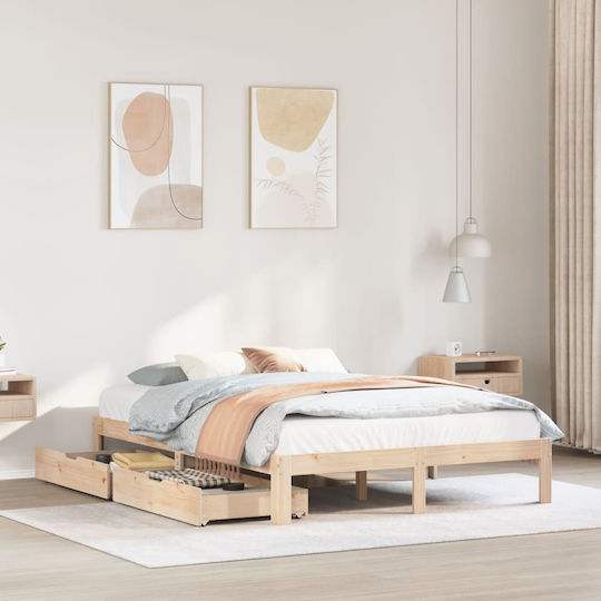 Vidaxl Bettgestell mit Schubladen ohne Matratze 160x200cm 1 Stück Doppel Braun
