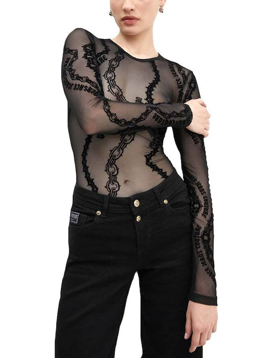 Versace Women's Blouse with Sheer Black