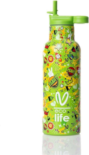 Lifegreen Bottle Thermos Stainless Steel / Plastic / Glass BPA Free 500ml Borola with Straw