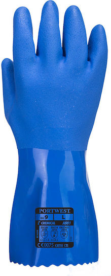 Portwest Γάντια Εργασίας Μπλε PVC/Βαμβακερά