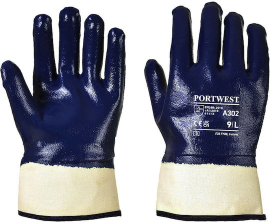 Portwest Portwest Work Gloves Navy Blue Nitrile Cotton Polyester