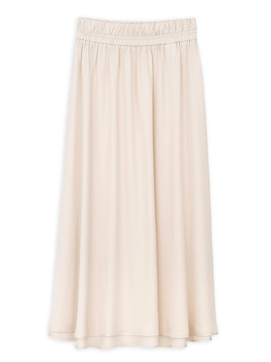 Philosophy Wear Σατέν Maxi Φούστα Beige